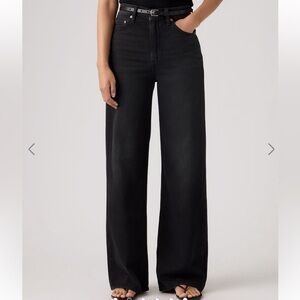 Women's Ribcage Wide-Leg Black Jeans